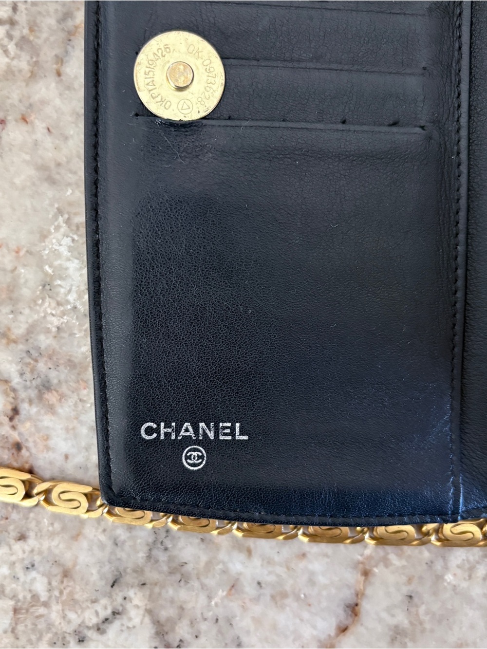 CHANEL Black Patent Leather Wallet with Gold Chain WOC - Picture 6 of 15